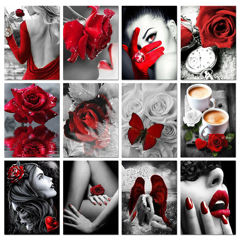 Resin Art Rose - لوحة ماسية ثلاثية الأبعاد بتصميم زهرة